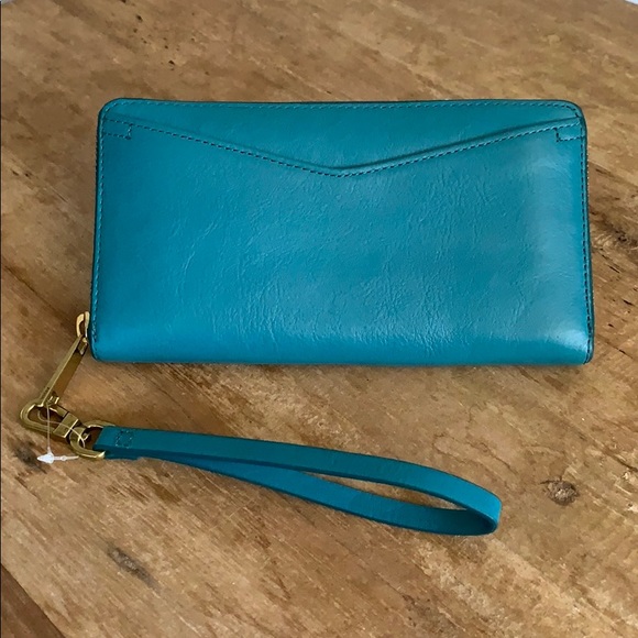 Teal Fossil Wristlet Wallet - Picture 2 of 3